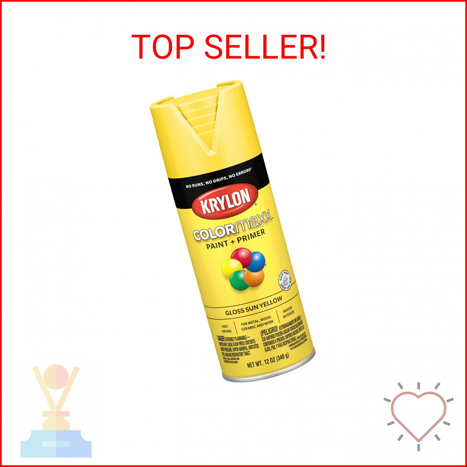 Krylon K05541007 COLORmaxx Spray Paint and Primer for Indoor/Outdoor Use, Gloss