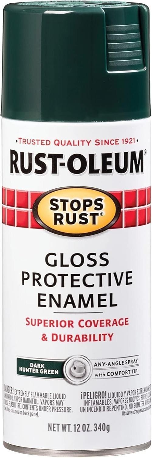 Rust-oleum 7733830 Stops Rust Spray Paint 12 Oz Gloss Dark Hunter Green