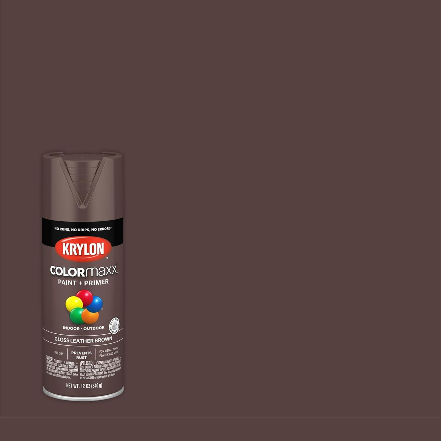 K05527007 Colormaxx Spray Paint and Primer for Indoor/Outdoor Use, Gloss Leather