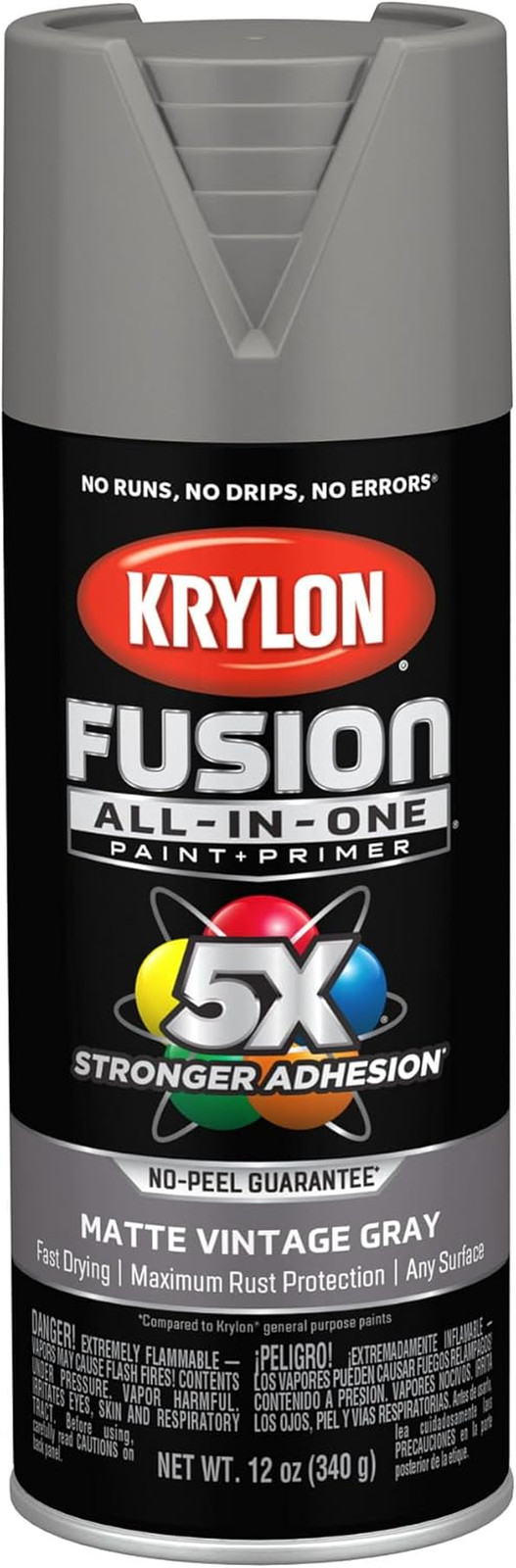 Krylon Fusion All In One 12 oz Matte Deep Gray Spray Paint Indoor Outdoor Use