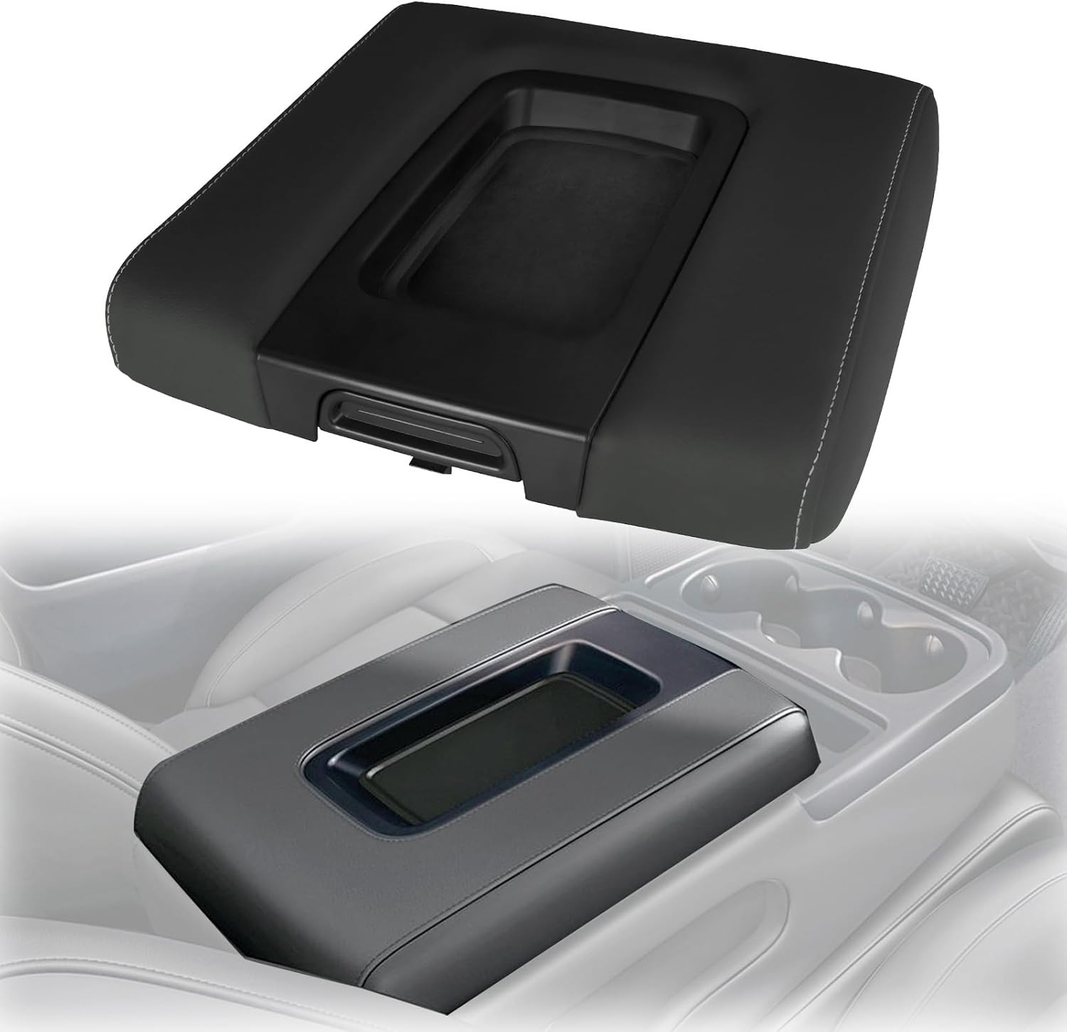Front Seat Center Console Armrest Lid Black Compatible with 2014-2019 Chevrolet