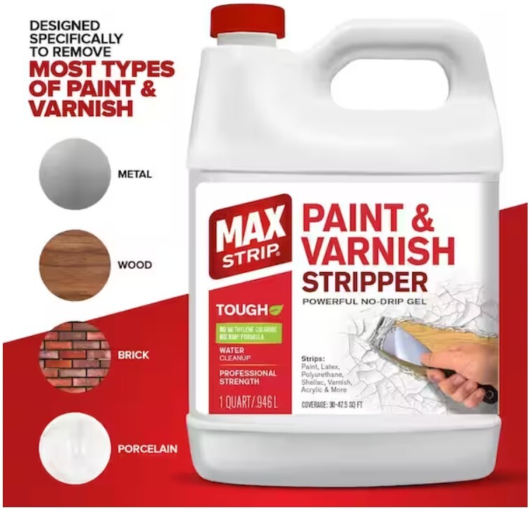 Max Strip Paint & Varnish Stripper Powerful Non-Drip Gel – 32 oz.