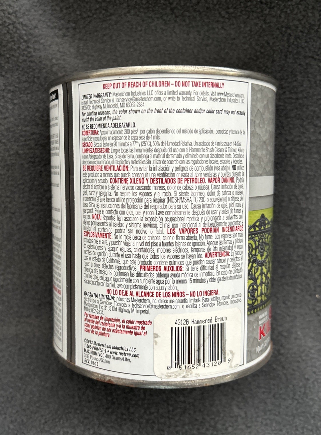 1 Hammerite Rust Cap BROWN Quart 32 oz.
