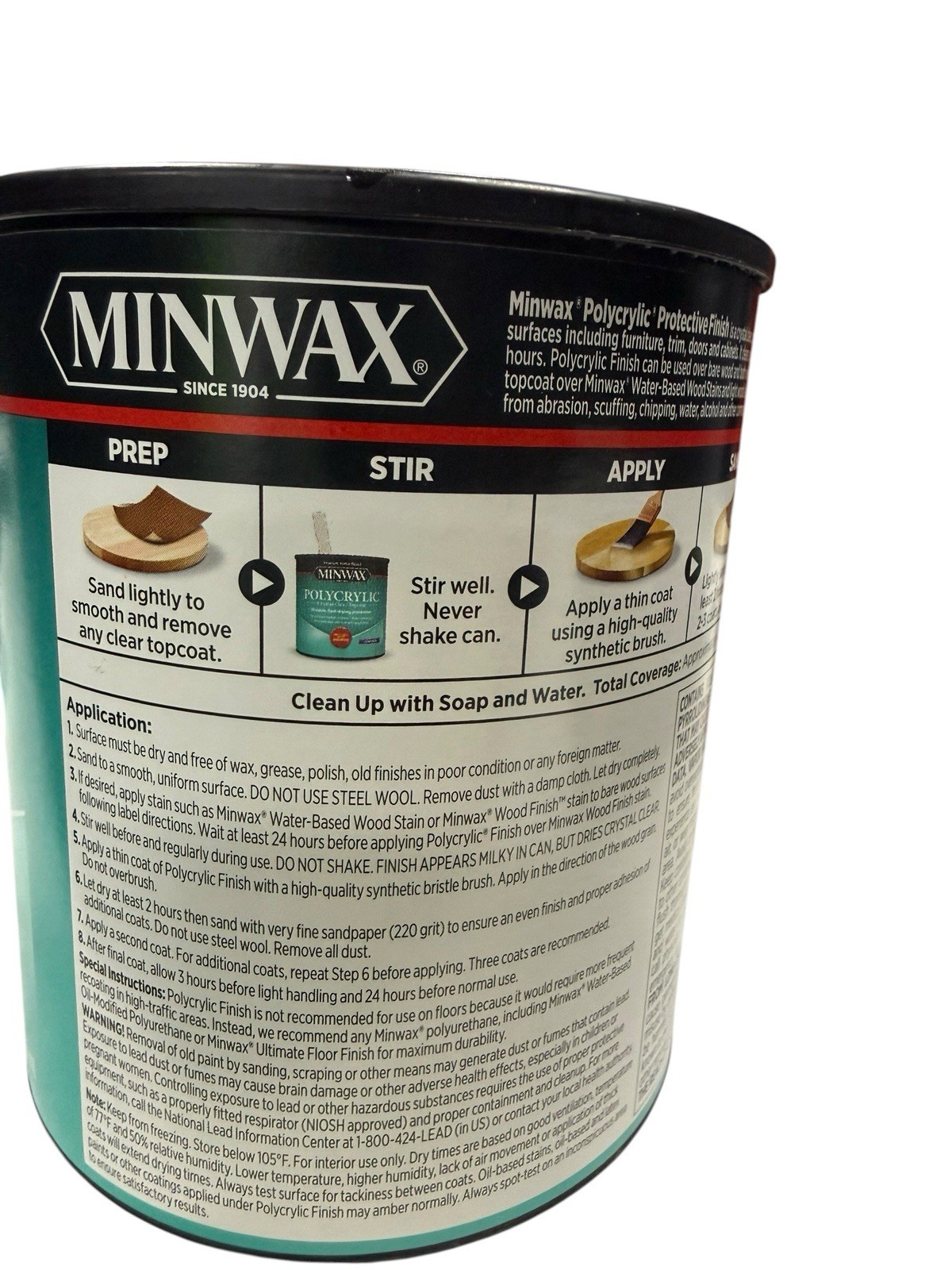 Minwax Polycrylic Water-Based Crystal Clear Topcoat, Clear Semi-Gloss, Set of 2