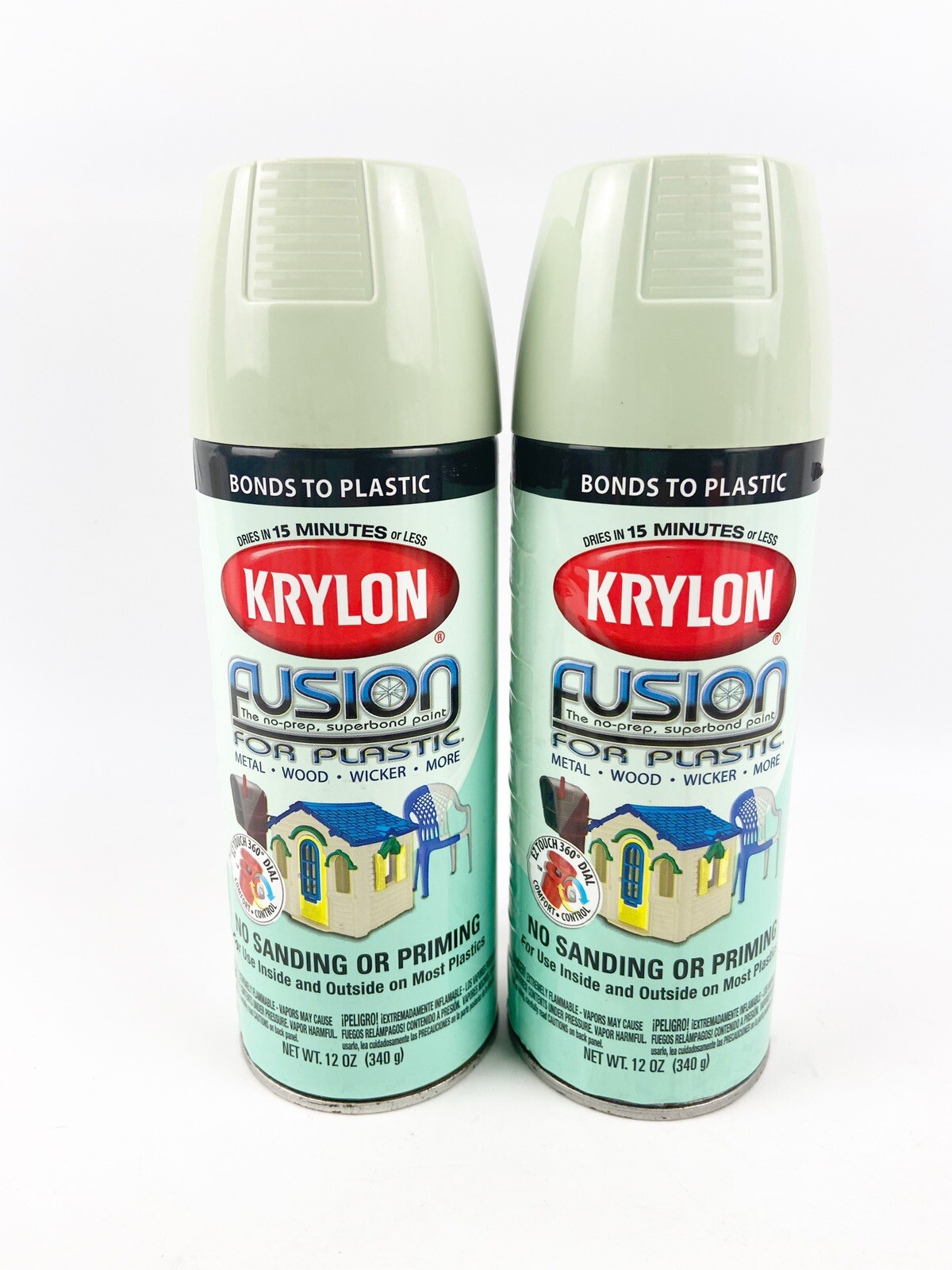 TWO Krylon Fusion For Plastic Aerosol Spray Paint Honeydew Ambrosia 2335