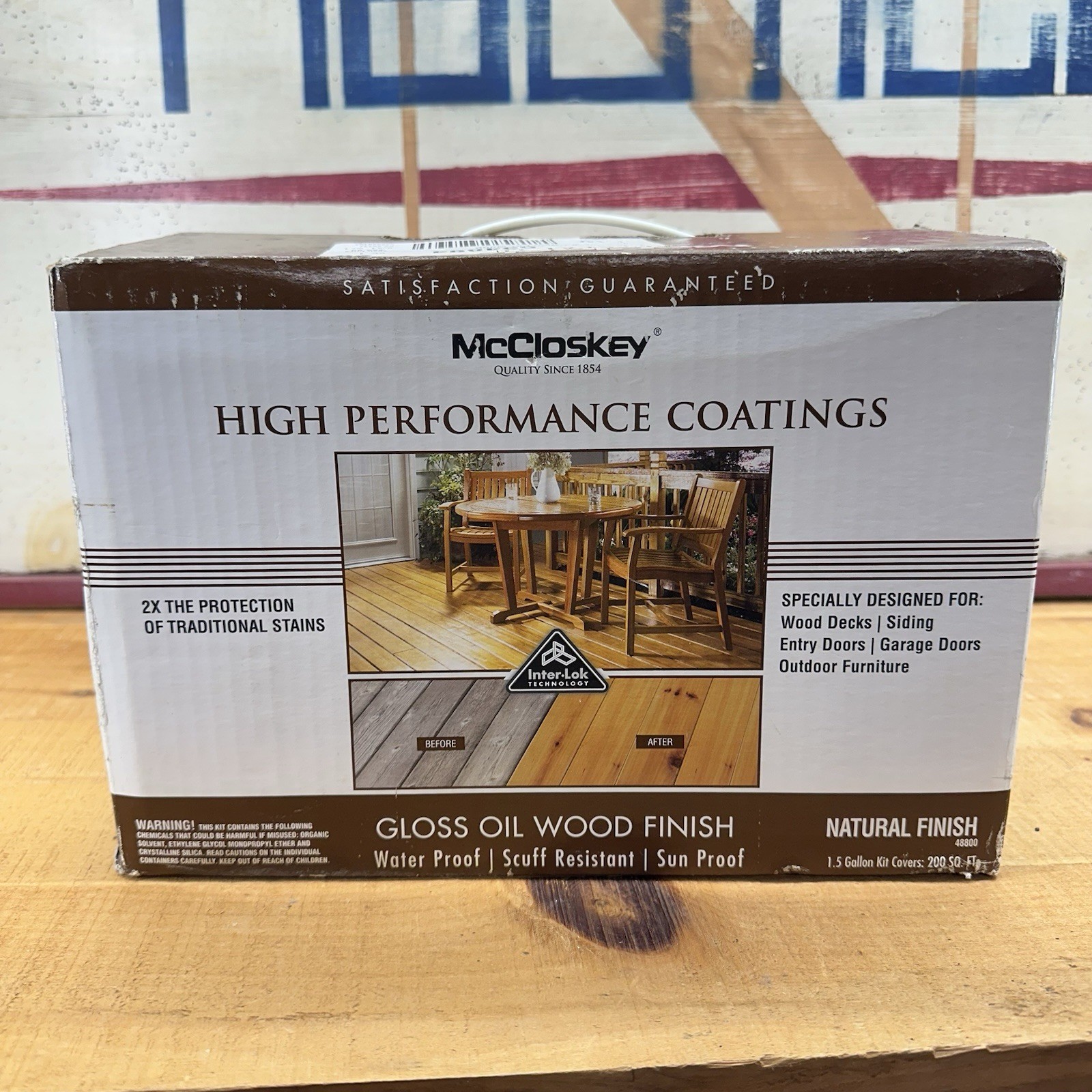 McCLOSKEY GLOSS OIL WOOD Natural FINISH BOX KIT Base Color Clear Top Coat Deck