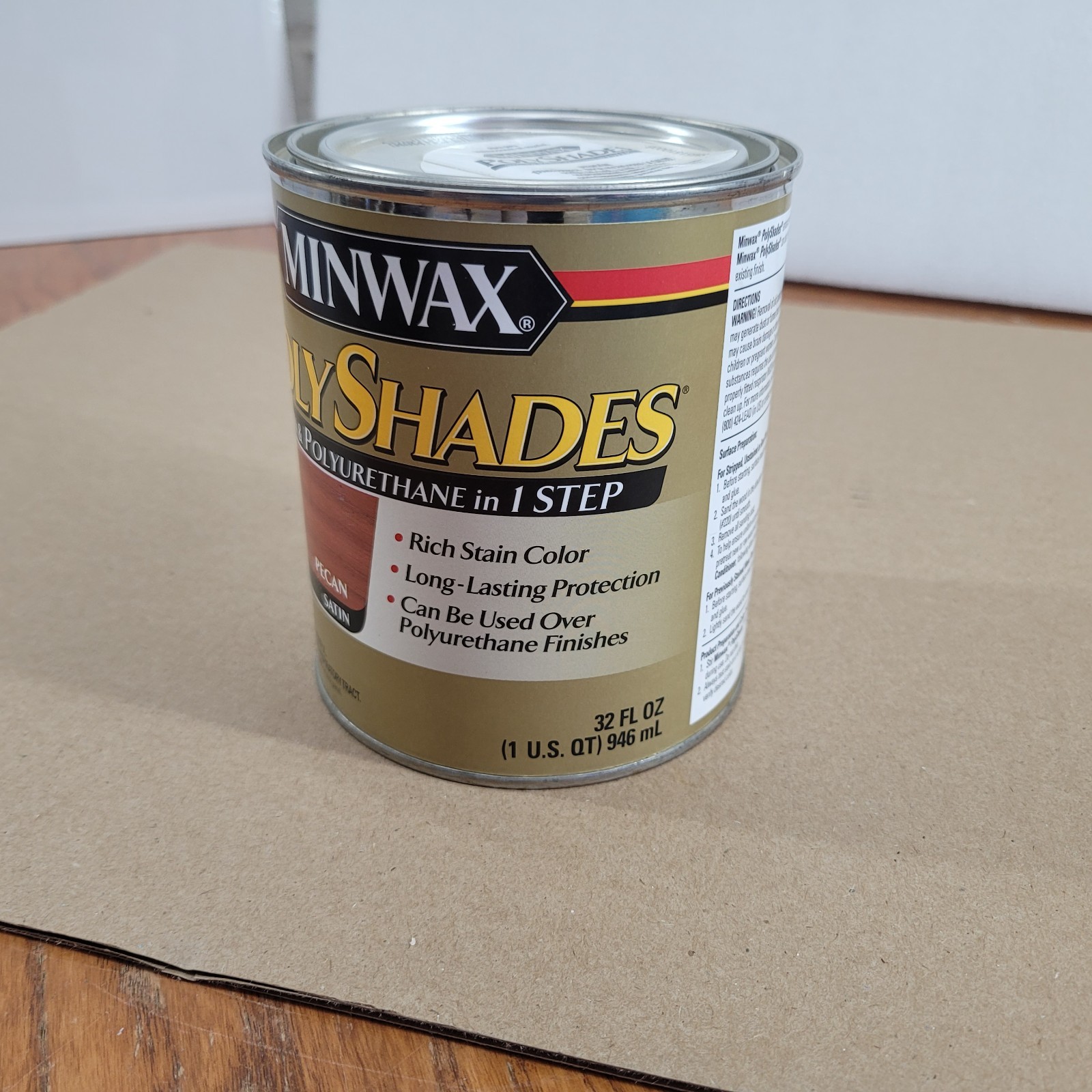 Minwax Polyshades Stain Polyurethane Quart PECAN Satin 32 oz new