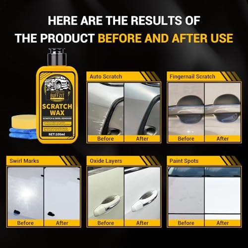 Car Scratch Remover for Vehicles, Scratch Repair Wax, Rubbing & Polishing Black