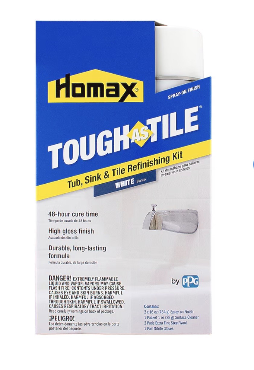 NEW HOMAX 3157 TOUGH AS TILE TUB & TILE EPOXY PAINT SPRAY ON FINISH KIT WHITE