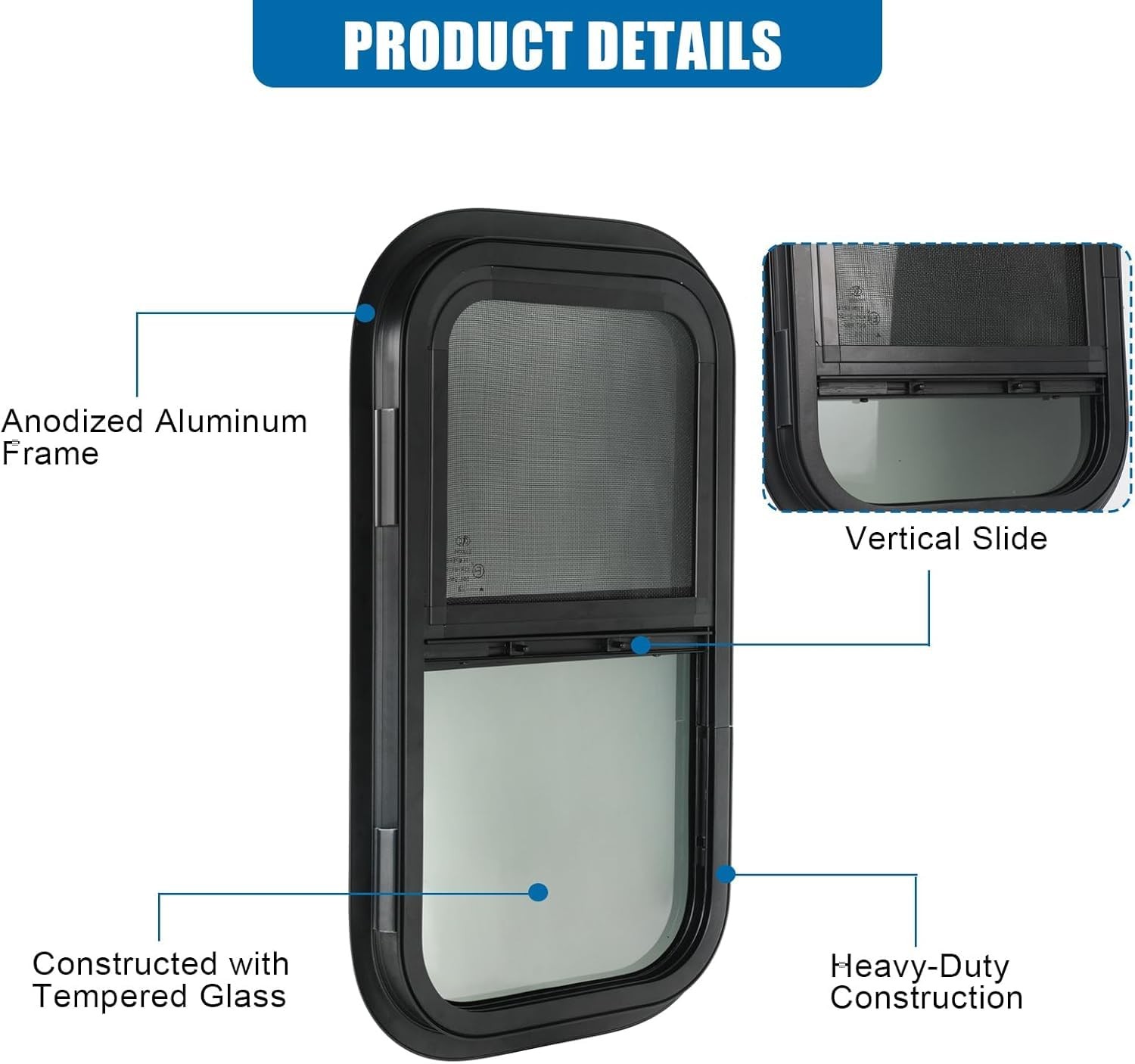 Outprize Vertical Rv Window 12 W X 22 H Tinted Sliding Rv Window Net Screen And