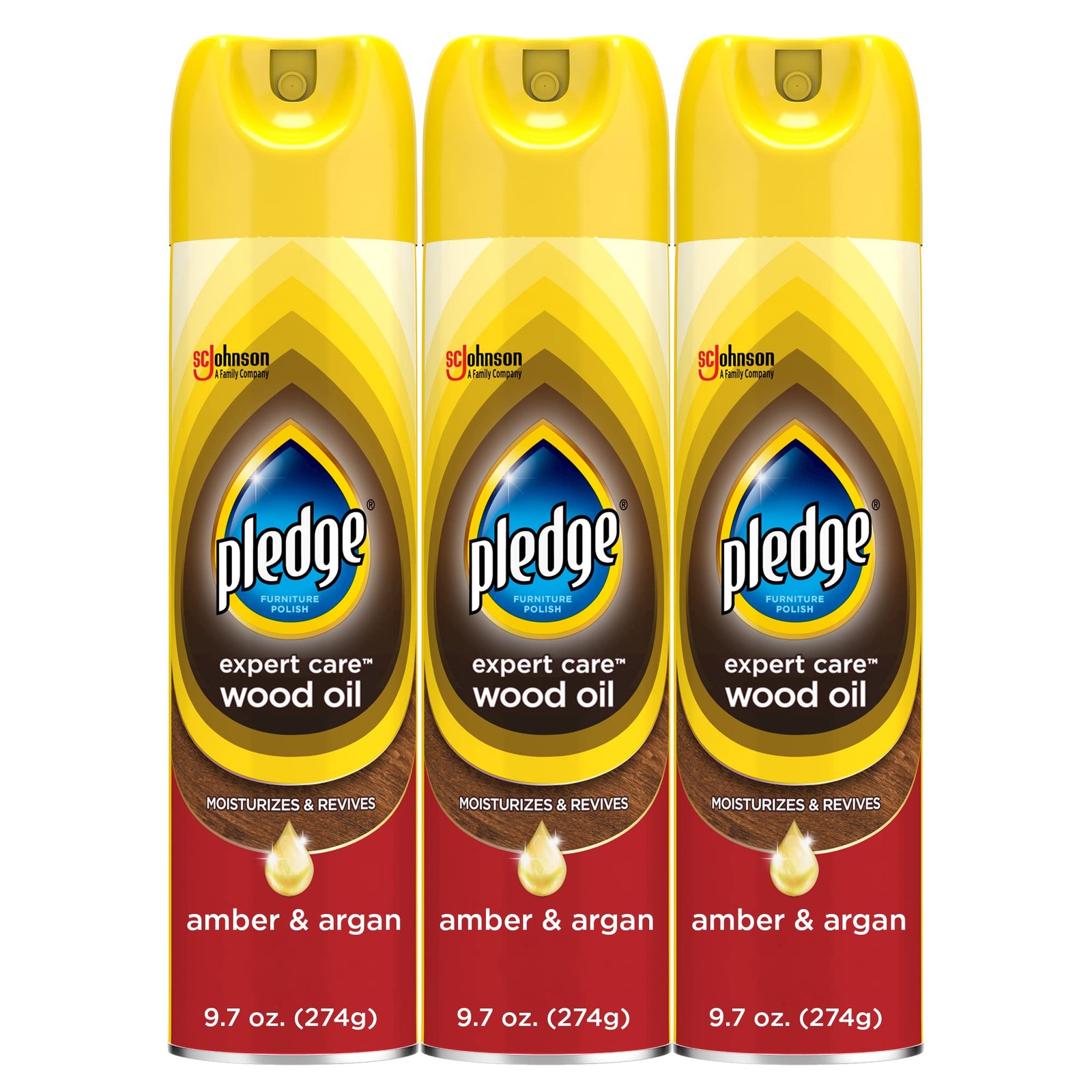 Pledge Moisturizing Wood Oil, Furniture Reviving & 9.7 Ounce (Pack of 3)
