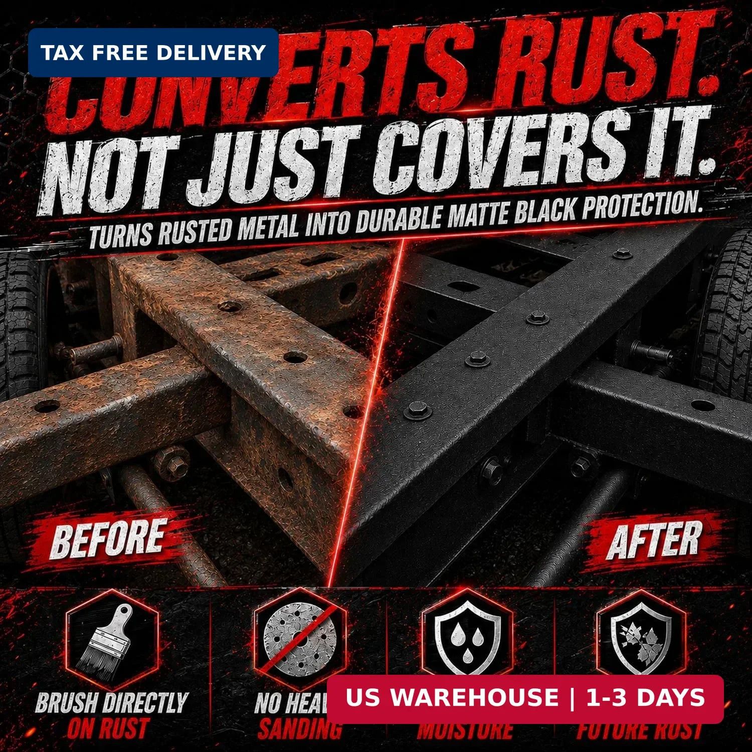2-in-1 Rust Converter & Metal Primer, Reformer Paint Over Rust for Frame – 35 oz