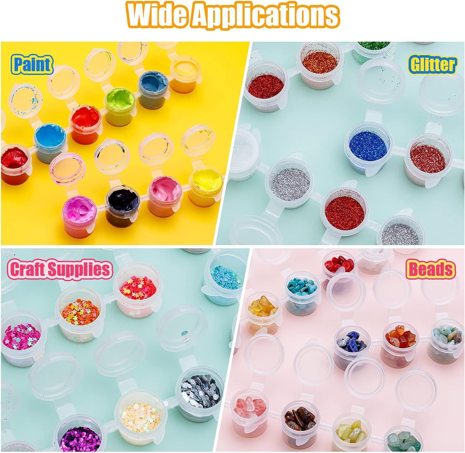 36 Empty Paint Pots, Small Containers, 5ml Acrylic Paint Cups, Lids