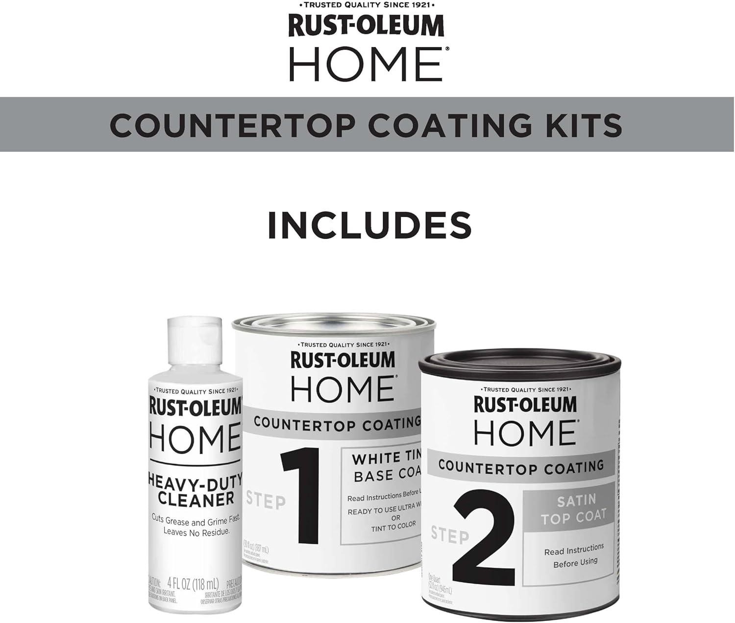 Rust-Oleum HOME Countertop Coating Kit, Ultra White Tint Base, Satin – 384962