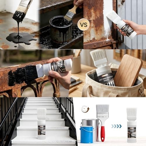 2-in-1 Black Rust Converter & Metal Primer (5.29 Oz) with Brush, Anti-Rust Co…