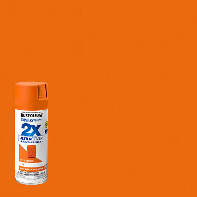 Rust-Oleum 334089 Painter’s Touch 2X Spray Paint, Satin Rustic Orange, 12-oz. –