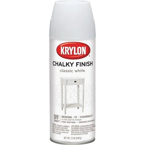 6-Krylon CHALKY FINISH 12 Oz. Ultra Matte Chalk Spray Paint, Classic White