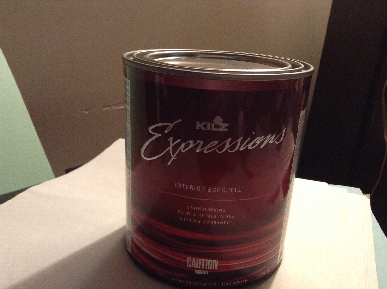 Kilz 32 Oz Expressions Eggshell Ultra Bright White Paint & Primer In 1 FREE S&H