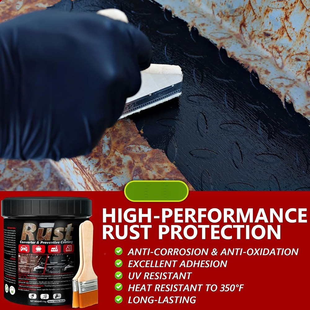 PERMANENT RUST CORROSION UV PROTECTION BLACK PAINT COATING AUTOMOTIVE HOME 32 OZ