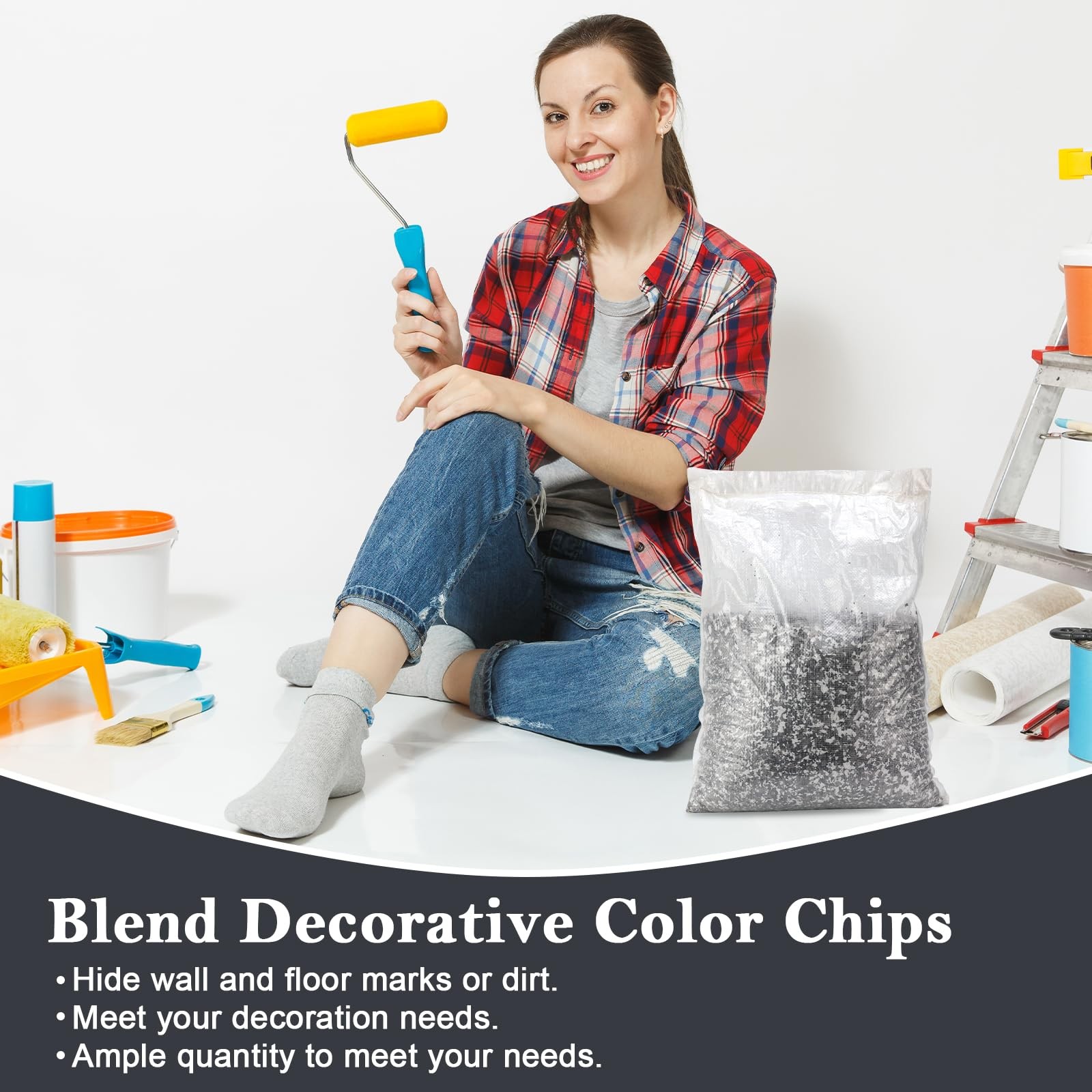 2300g 5lb Blend Decorative Color Chips Epoxy Floor Flakes 2-4mm Garage Paint …