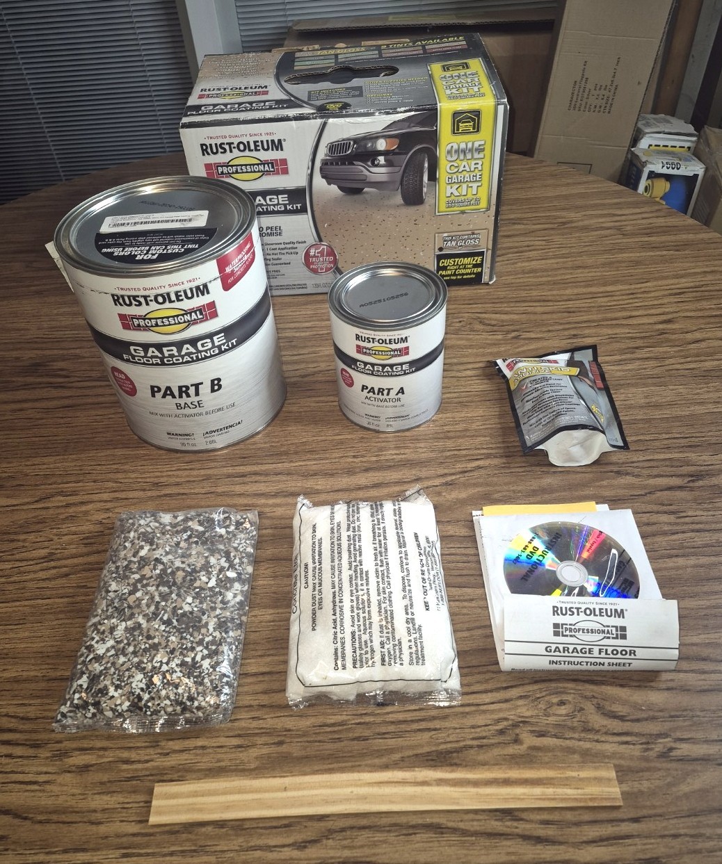 RUST-OLEUM 1 CAR GARAGE FLOOR COATING KIT 250 SQ FEET EPOXY PAINT – STONE GLOSS