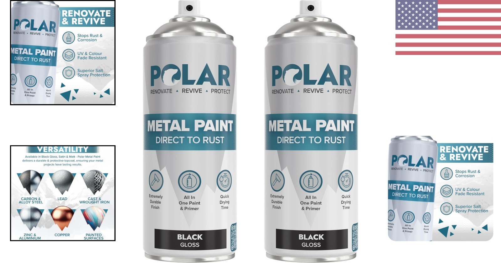Polar Gloss Black Direct to Rust Spray Paint – 2 x 13.5 Fl Oz for Ultimate Pr…