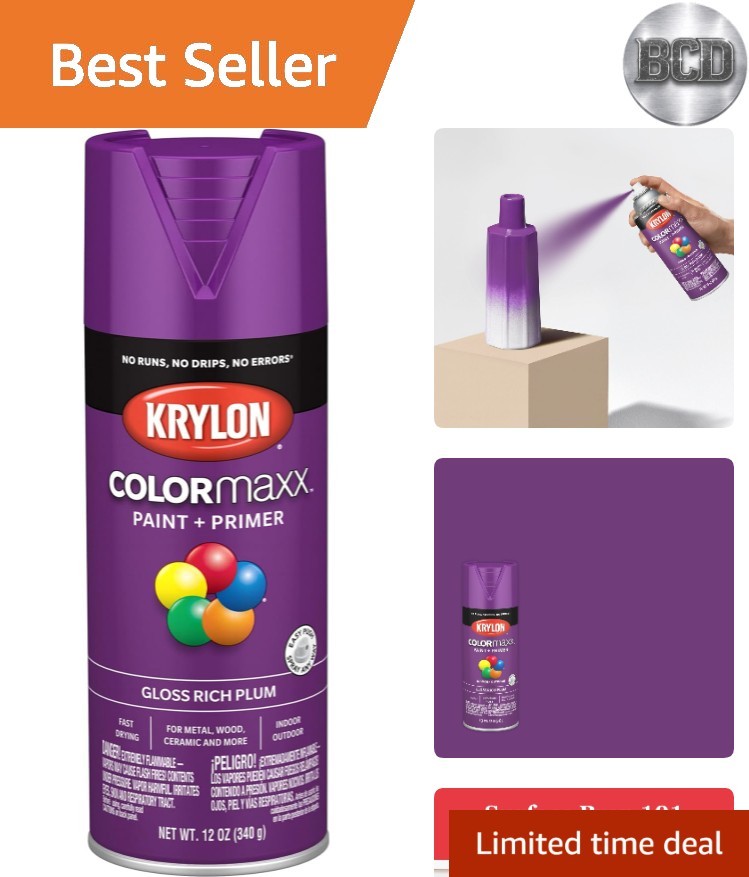K0007 COLORmaxx Spray Paint and Primer for Indoor/Outdoor Use, Gloss Rich Plu…