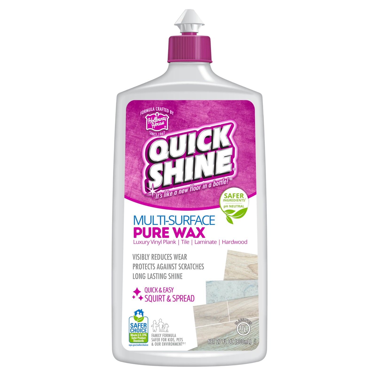 Quick Shine Pure Floor Wax 27oz | A Buffable, Waterproof 27 Fl Oz (Pack of 1)