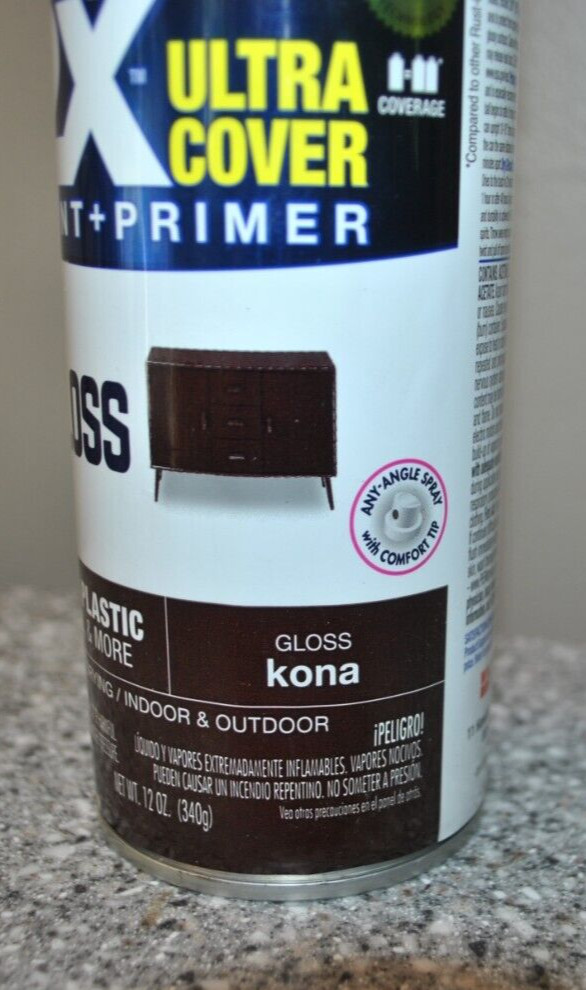 Rust-Oleum 327872 Paint+Primer Ultra Cover Spray Paint 12-Ounce, Gloss Kona
