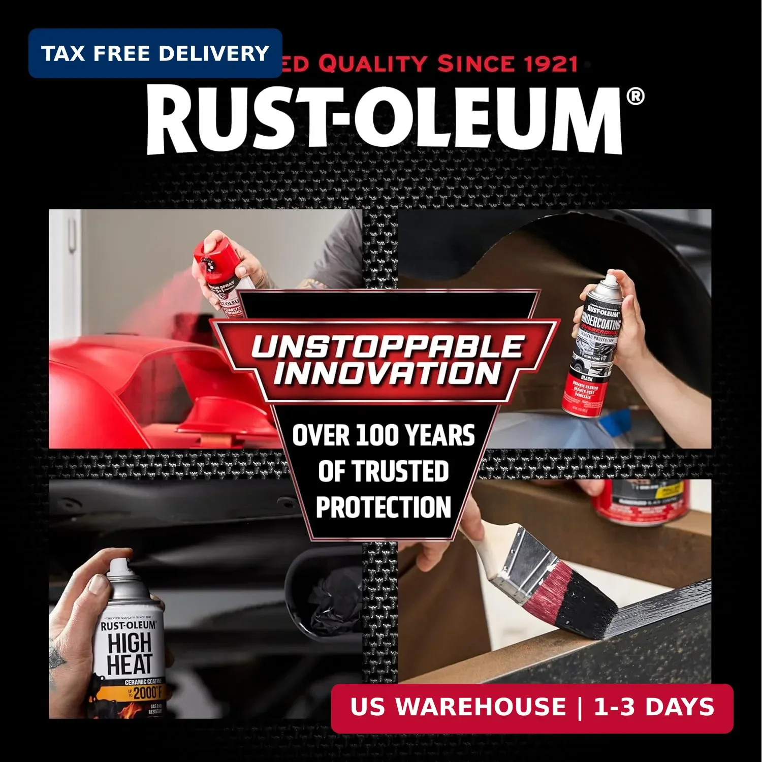 Rust-Oleum 248914-6PK Stops Rust Truck Bed Coating Spray Paint, 15 oz, Black, 6