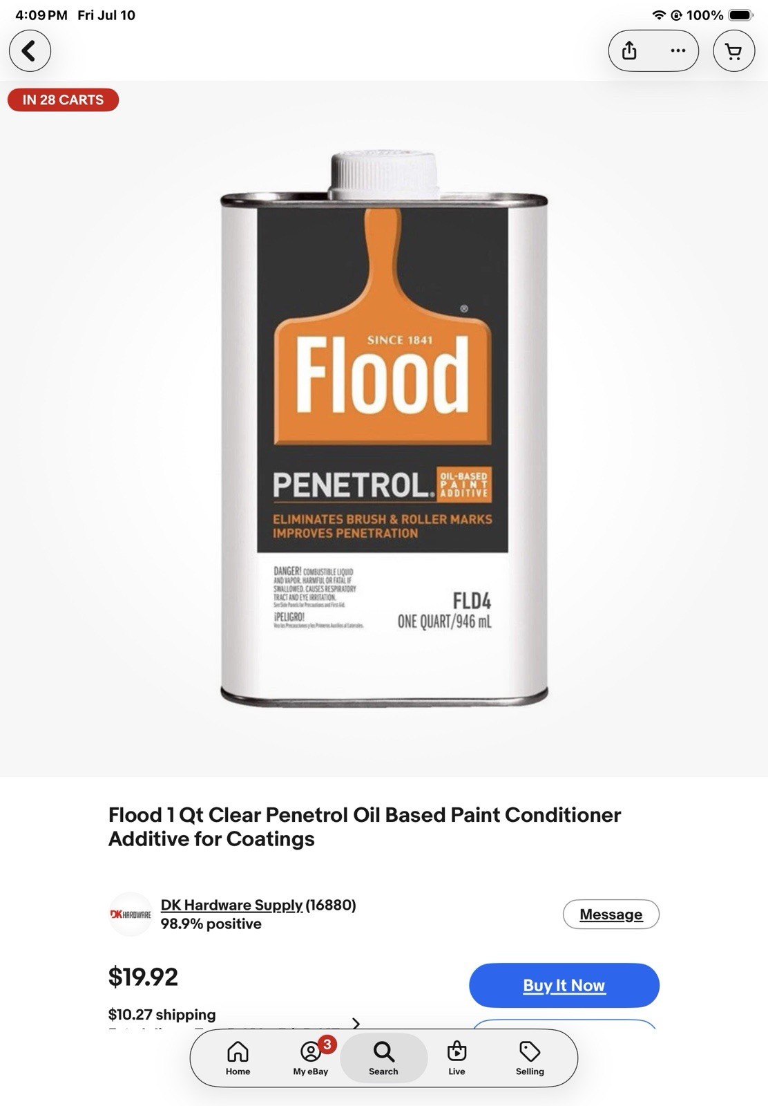 Flood Penetrol Oil-Based Paint Additive, FLD4, 1 Quart (946 mL) 4 quarts total