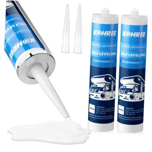 RV Roof Sealant Pack, Self-Leveling Lap Sealant White, RV Caulking for 2