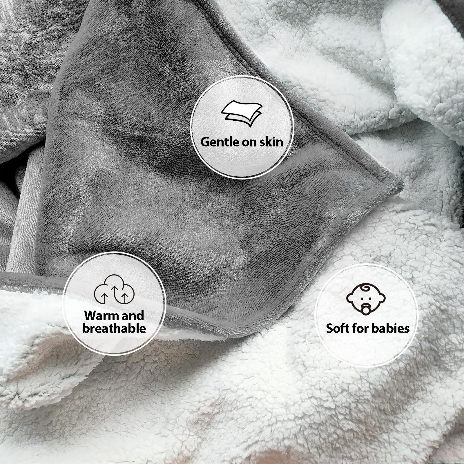 Waterproof and Stain Proof Blanket for Bed 80”x60”,Queen Size Grey Bed Dry Gua