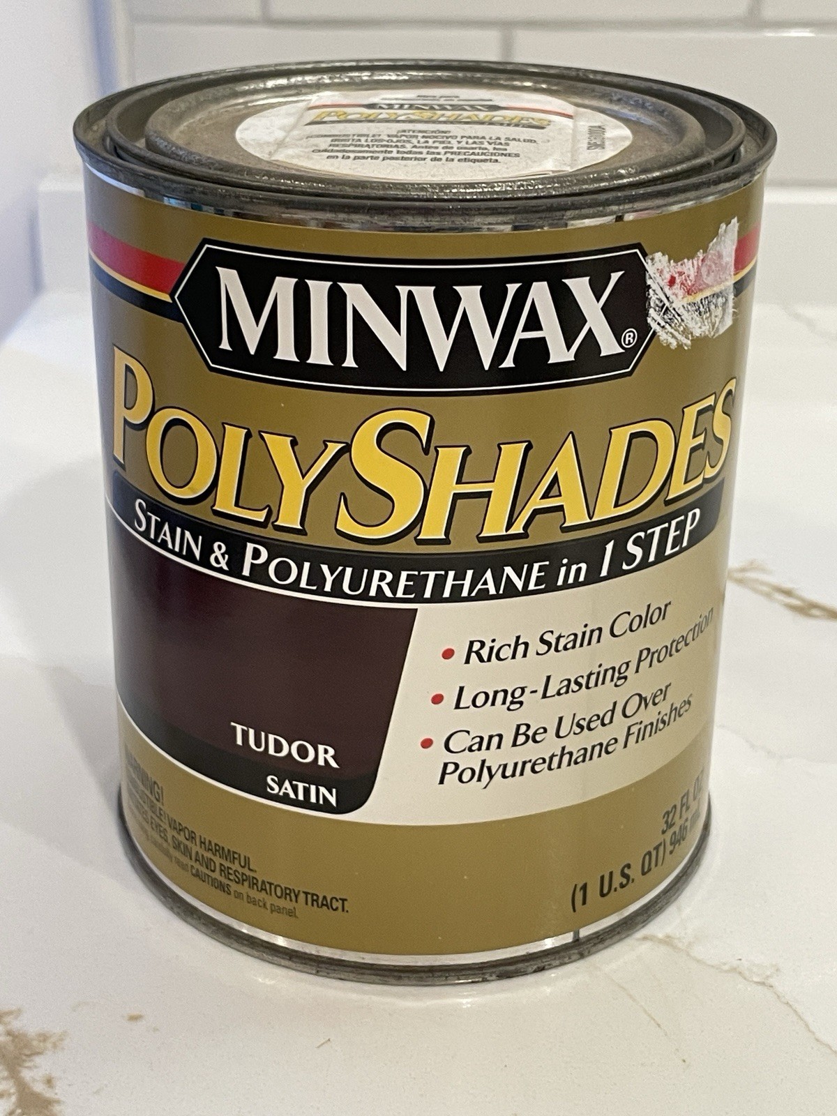 Minwax PolyShades Tudor Satin Wood Stain Polyurethane 1 quart/32 fl oz New