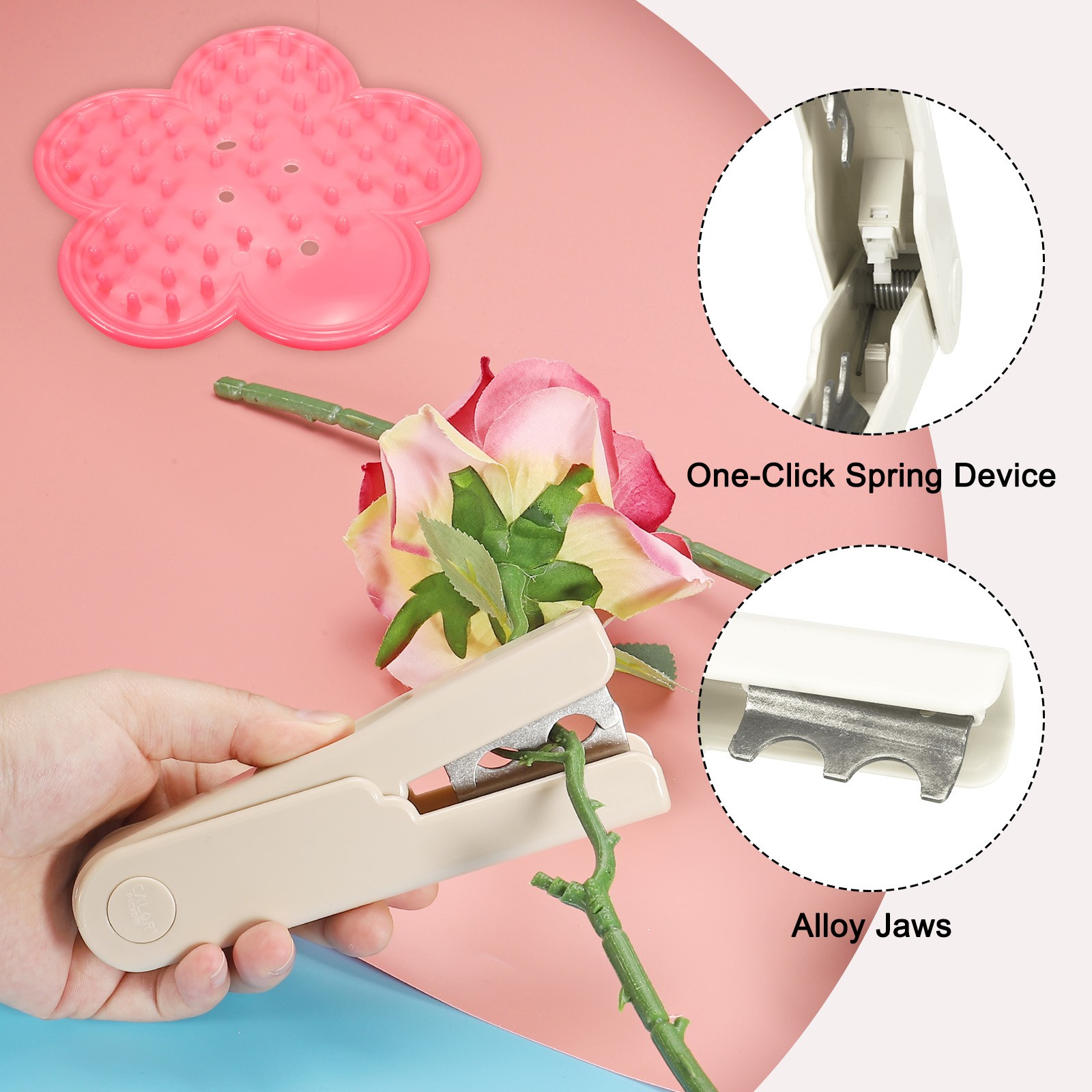 2pcs Rose Stem Leaf Thorn Stripper Remover Tool Stripping Kit White, Pink