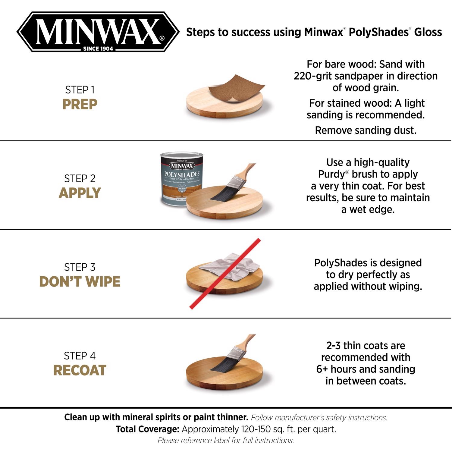 Minwax PolyShades Semi-Transparent Gloss Classic Oak Oil-Based Stain 1 qt