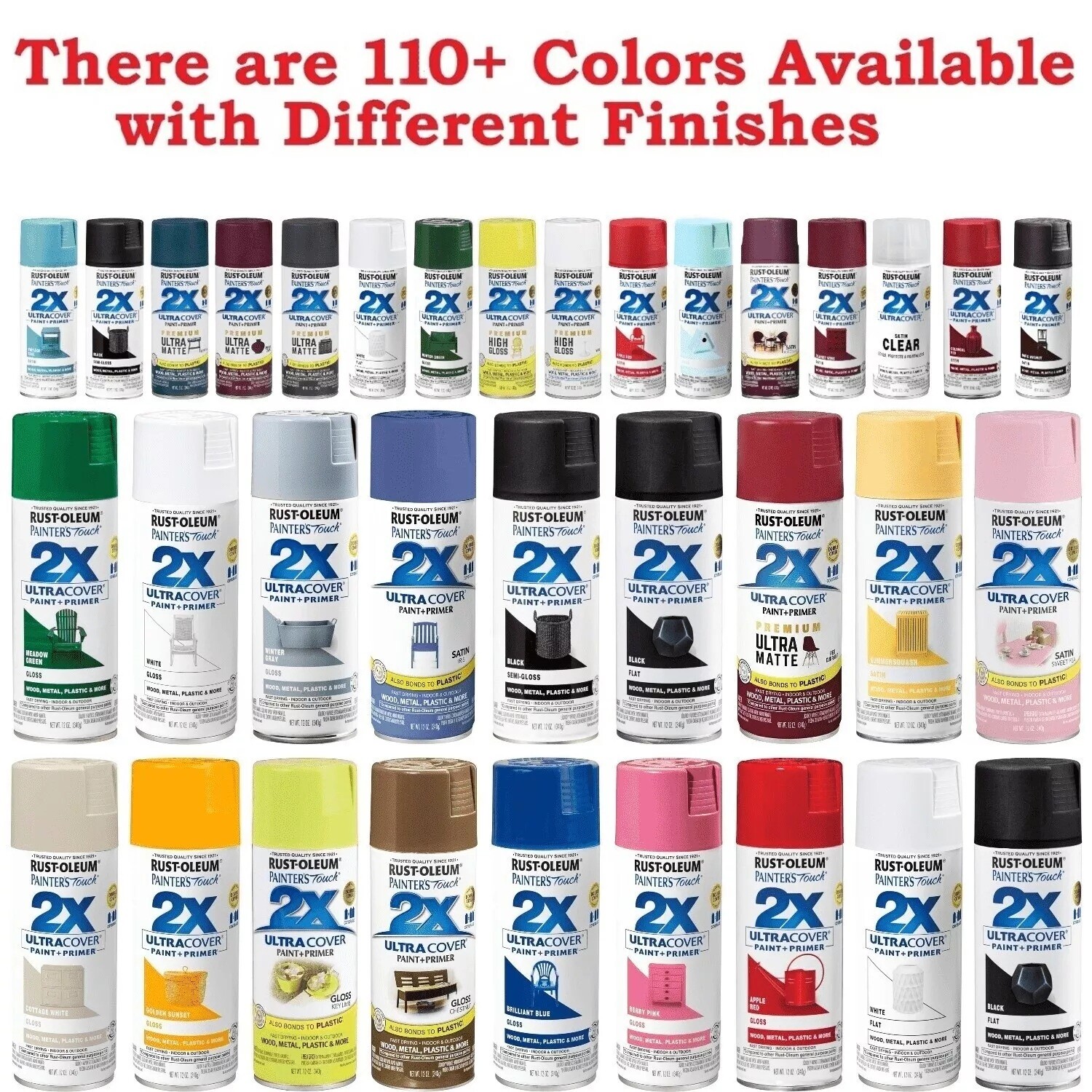 Rust-Oleum Painter’s Touch 2X Ultra Cover Spray Paint, 12 oz, 110+ Colors