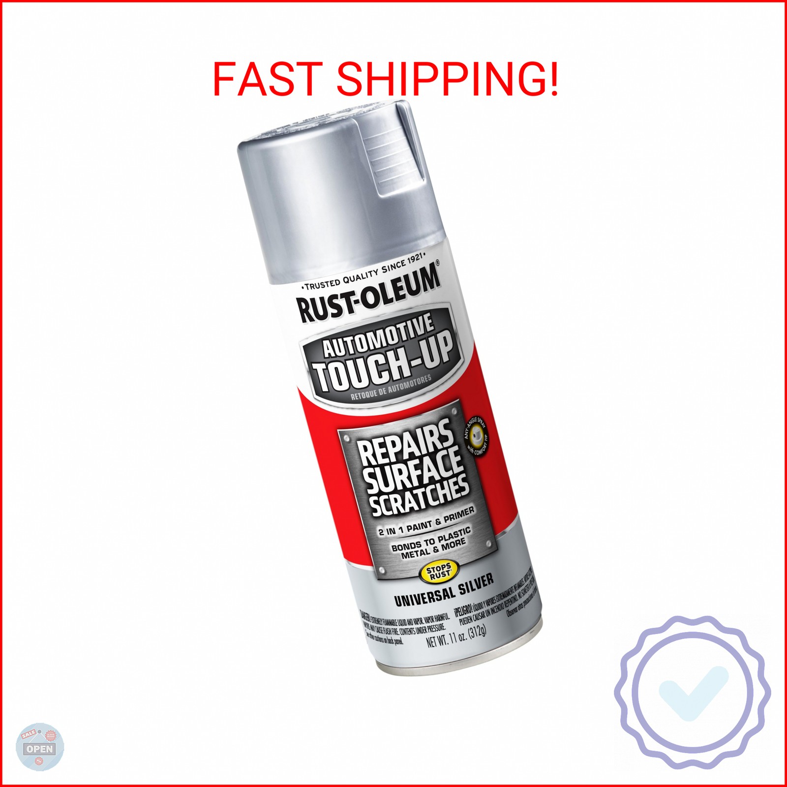 Rust-Oleum 292325 Automotive Universal Touch-Up Spray Paint, 11 oz, Bright White