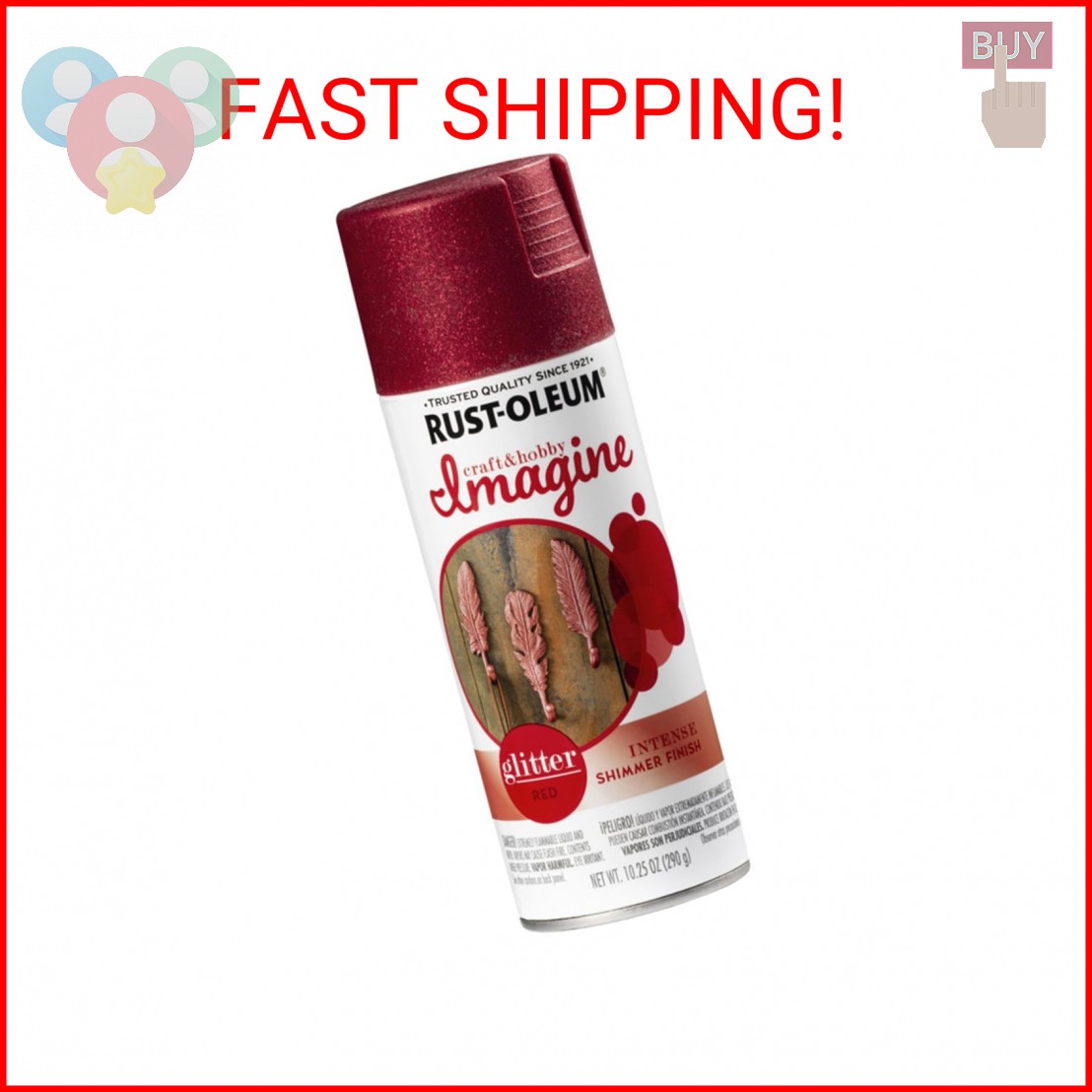 Rust-Oleum Imagine Craft & Hobby Glitter Spray Paint Glitter Red, 10.25 oz.