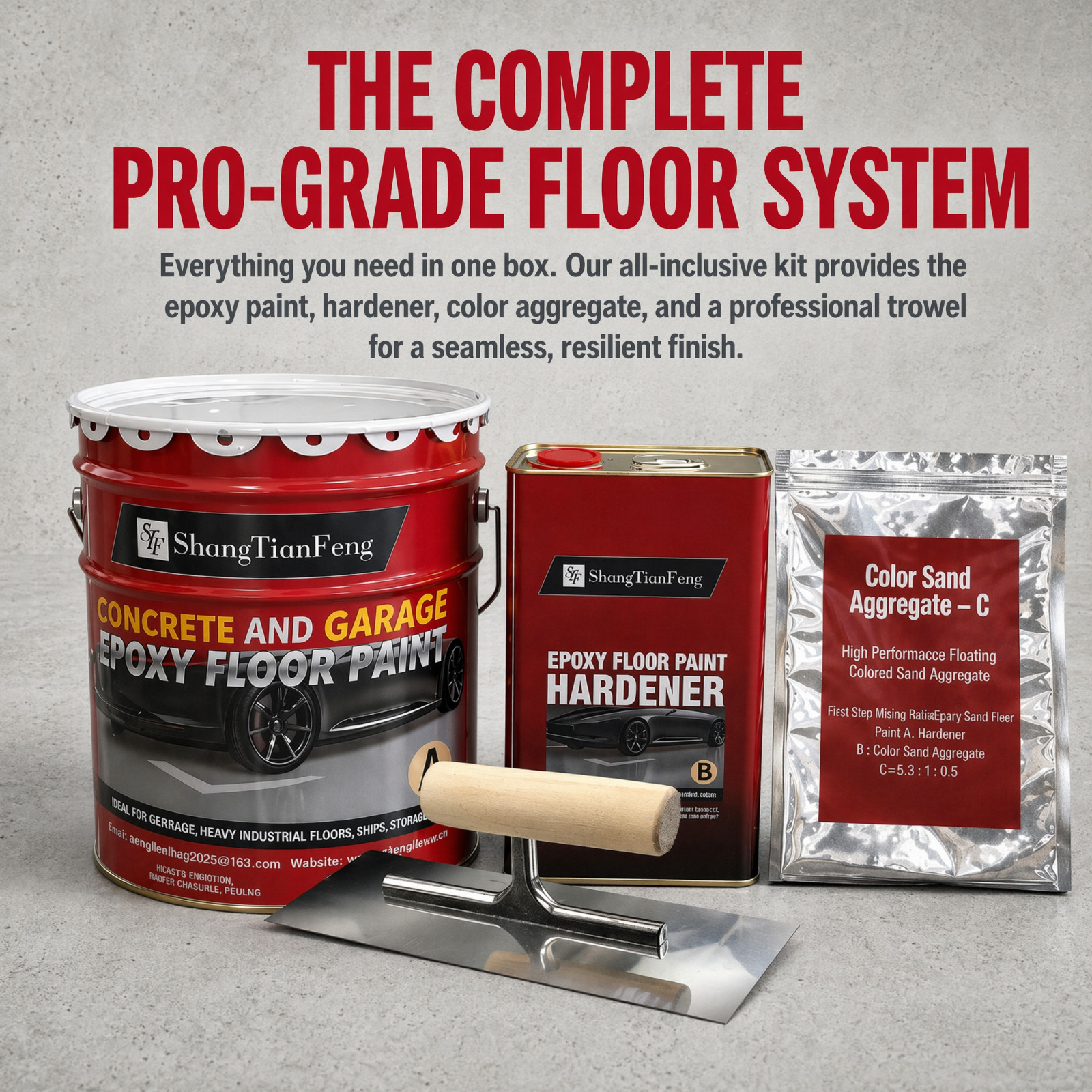 Epoxy Colored Sand Floor Paint Kit，For Garages, Concrete Floors, Factory Indoor