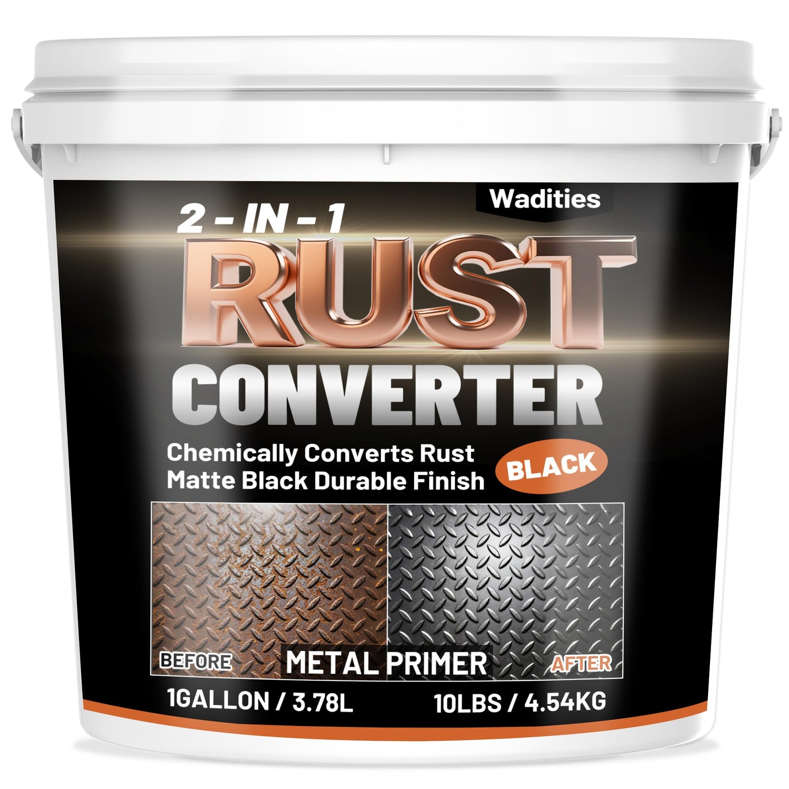 1 Gallon Black 2-in-1 Rust Converter & Metal Primer Paint for Rust Treatment