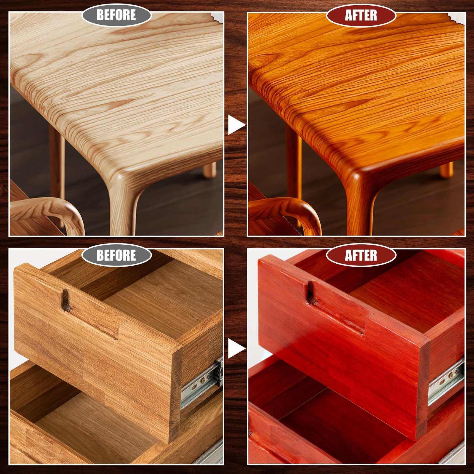 Water Based Wood Stain – Dark Oak | Wood Varnish for Indoor ＆ Outdoor Furnitu…