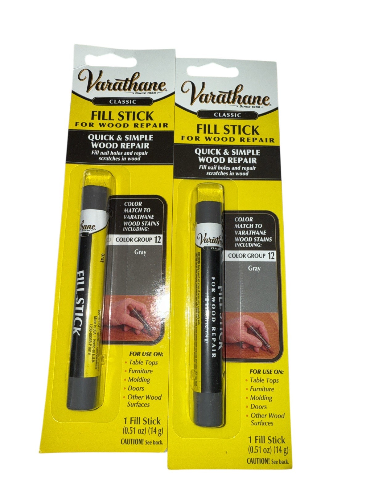 VARATHANE FILL STICK for WOOD REPAIR – GRAY – .51 oz / 14g pack 2.