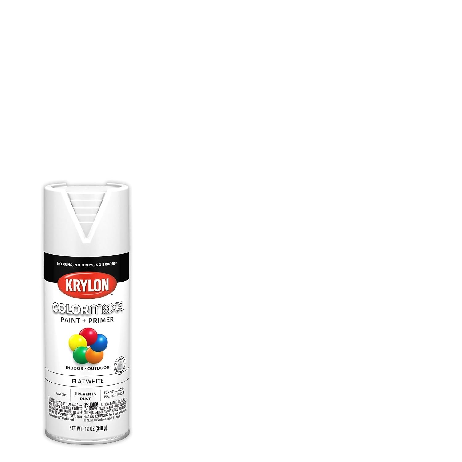Krylon Colormaxx Flat Spray Paint Primer 12 Oz White for Wood Metal Plastic