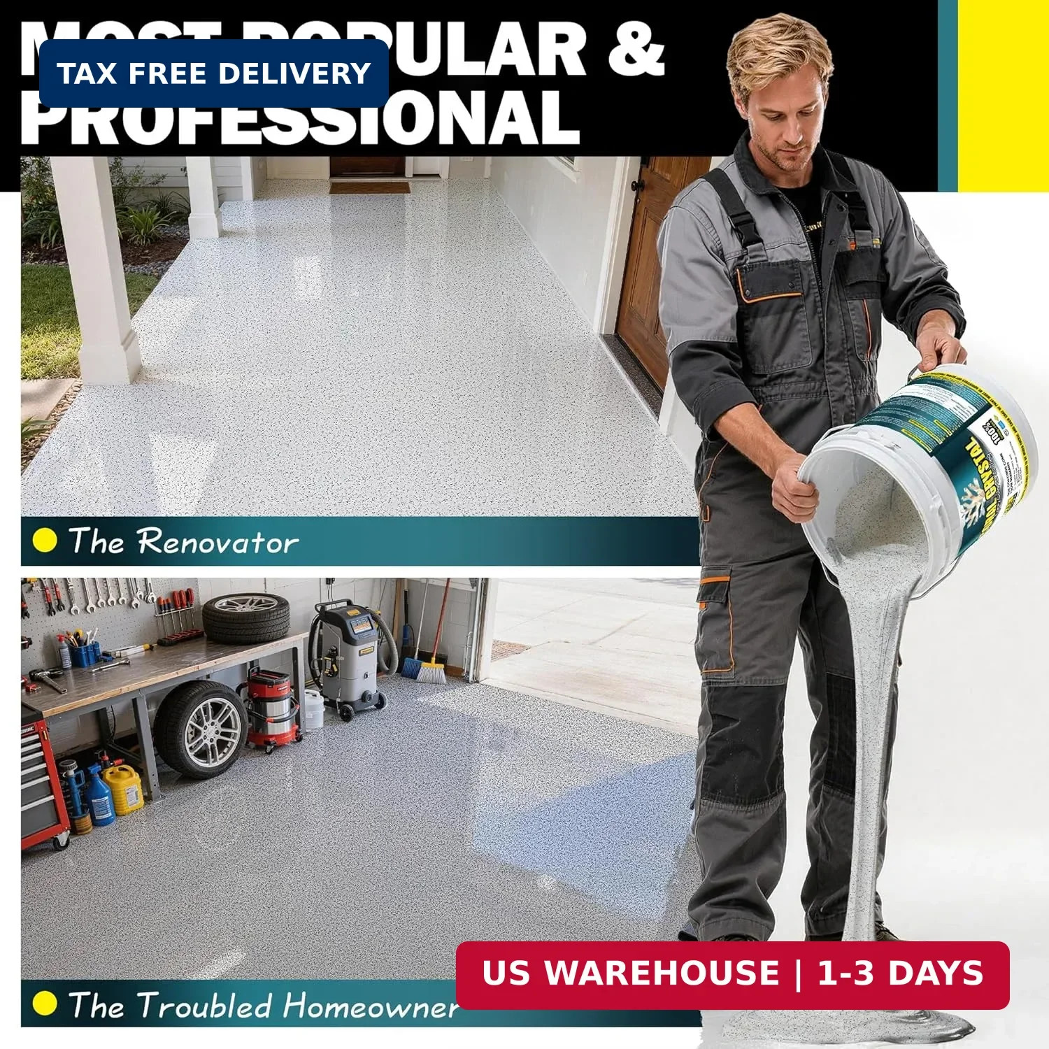 Epoxy Colored Sand Floor Paint-210 Fl Oz,Self-Leveling Epoxy High Gloss Coating,