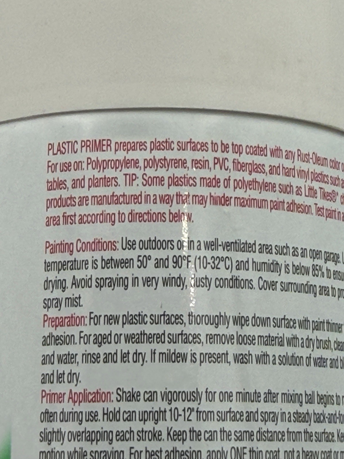 Rust-Oleum 12oz Plastic Primer Spray, 209460 Discontinued NOS