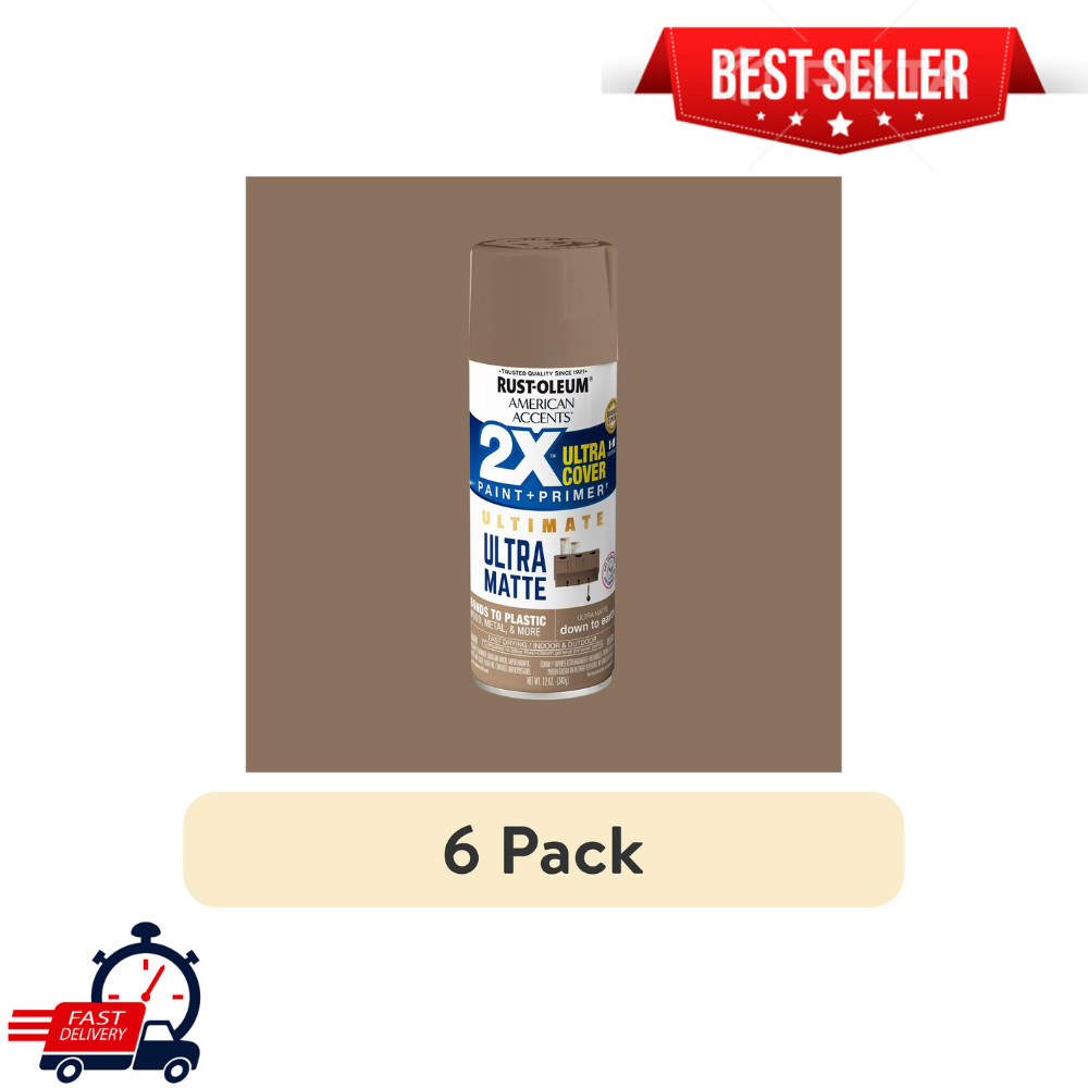 6PK Down To Earth, Rust-Oleum American Accents 2X Ultra Matte Spray Paint, 12oz