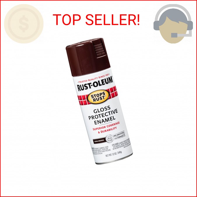 Rust-Oleum 267112 Stops Rust Spray Paint, 12 oz, Gloss Kona Brown
