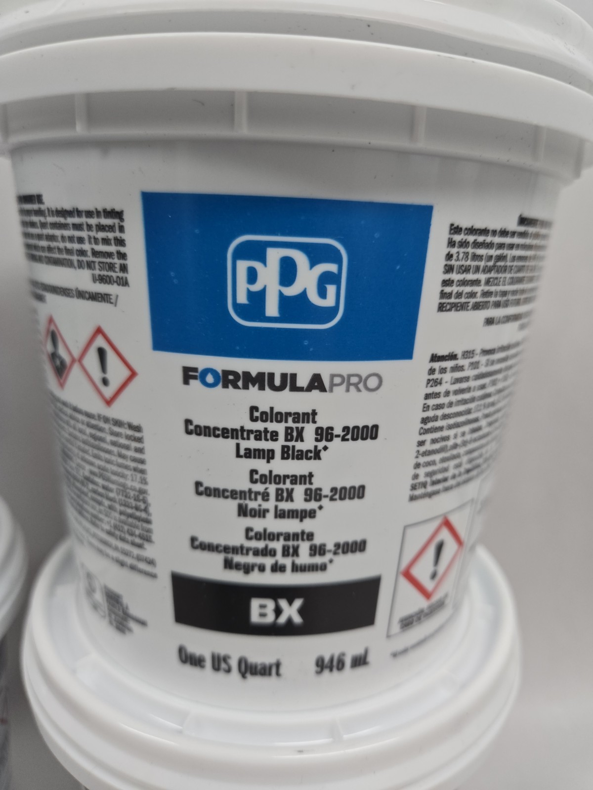 Lot of 4 PPG 96-2000 PZ LOW VOC HS COLORANT BX LAMP BLACK CONCENTRATE QT