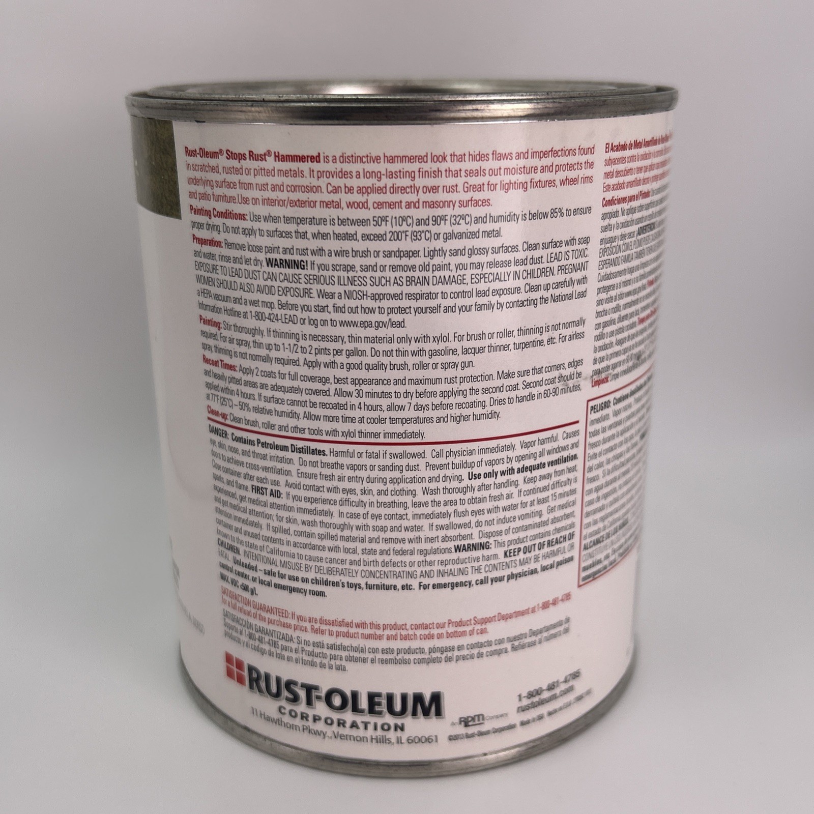 Rust-Oleum Gold Rush 7210502 Stops Rust Hammered Finish Paint, Quart, 32 Fl Oz